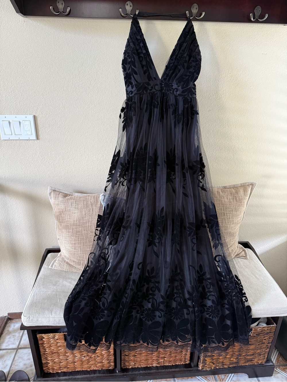 Windsor Morgan Flocked Velvet A-Line Formal Dress